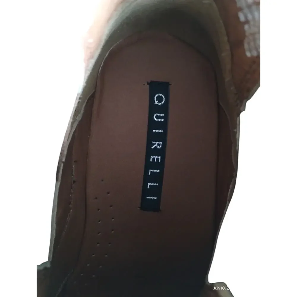 NWO Quirelli Mens Black Borrego Leather Casual Office Wear Booties size 8‎